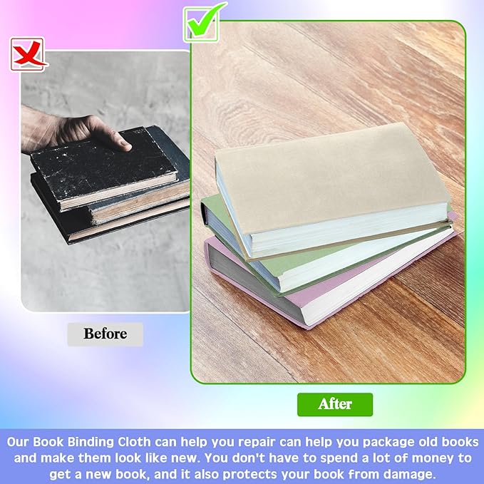 4 Pcs Book Cloth Bookcover Fabric Surface with Paper Backed Book Binding Cloth Fabric Book Cover for Scrapbooking Album DIY Craft Supplies Home, 4 Colors(Morandi Color,40 x 16 Inches)