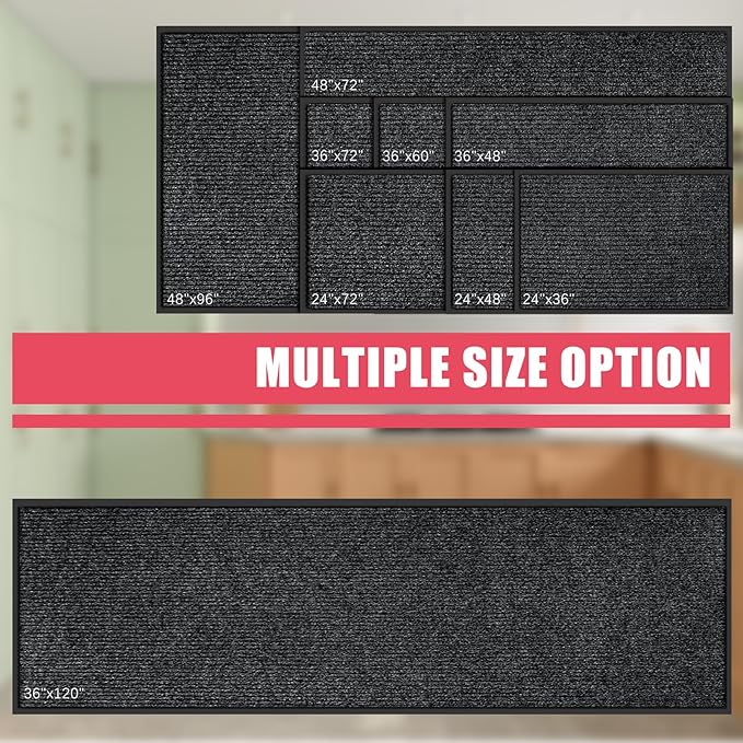 Kuyal Front Door Mat, 3'x6' Indoor Outdoor Entrance Mat, Commercial Floor Mats Inside Outside Entrance, Heavy Duty Durable Welcome, Rubber Backing Non Slip Outdoor Mats for Entryway,Black