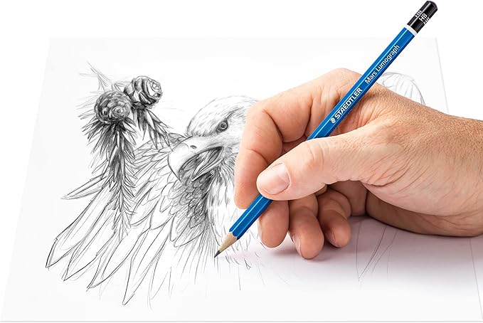 STAEDTLER Mars Lumograph Graphite Artist Sketch Set, 6 Degrees (6B, 4B, 2B, B, HB, 2H), Mini Mars Plastic Eraser, Metal Sharpener 61 100C8LU