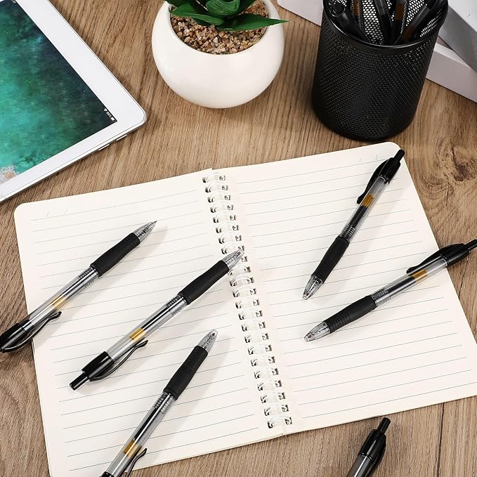 Jetec 500 Pcs Premium Gel Roller Pens Bulk, Fine Point 0.7 mm, Retractable Gel Ink Roller Ball Pens for Writing Journaling Taking Notes Office (Black)