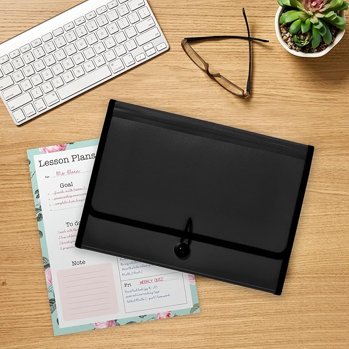 Avery Expanding File Folder Organizer, 7-Pocket Accordion File Organizer, Black, Holds 425 Letter/A4-Size Sheets (73550)