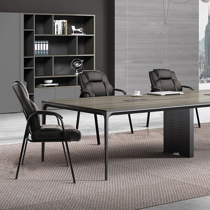 CLATINA Big & Tall 500 lb. Guest Chair, Leather Reception Chairs with Padded Arm Rest for Waiting Room Office Home and Meeting Conference-Black