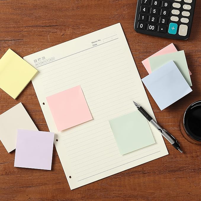 Mr. Pen- Bulk Sticky Notes, Morandi Colors Self-Stick Aesthetic, Colorful, 3”x3”, 12 Pads, Back to School Supplies