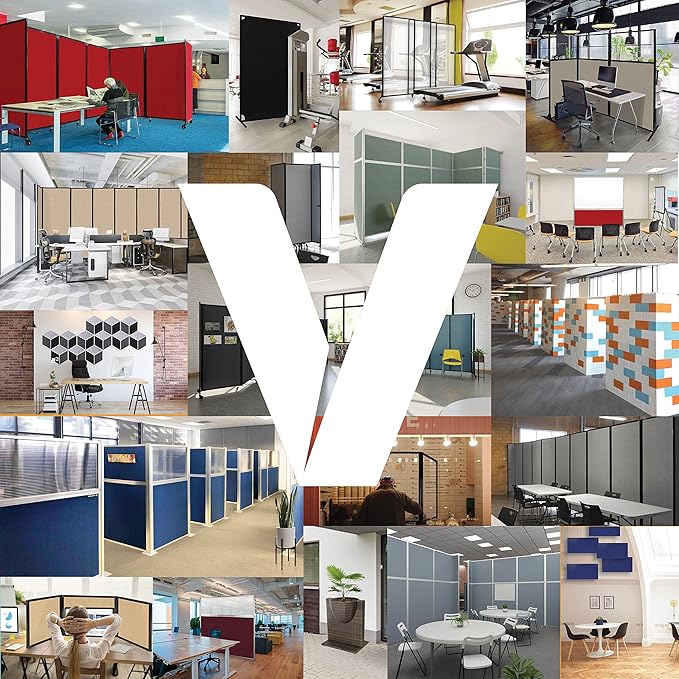 Versare Workstation Partition | Portable Wall Divider | Modern Office Cubicle | Free Standing Privacy Screen | Flexible Work Space | 33" x 70" Red Fabric Panels