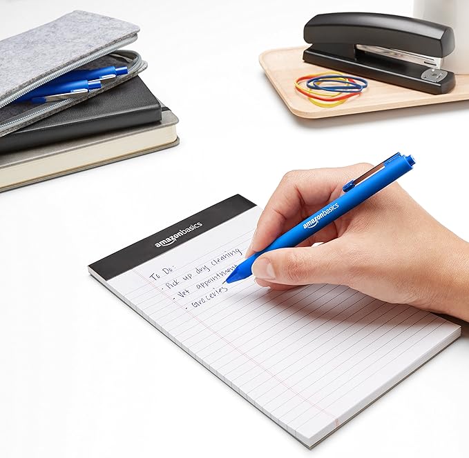 Amazon Basics Retractable Ballpoint Pens, Smooth Writing, Blue, 12-Pack