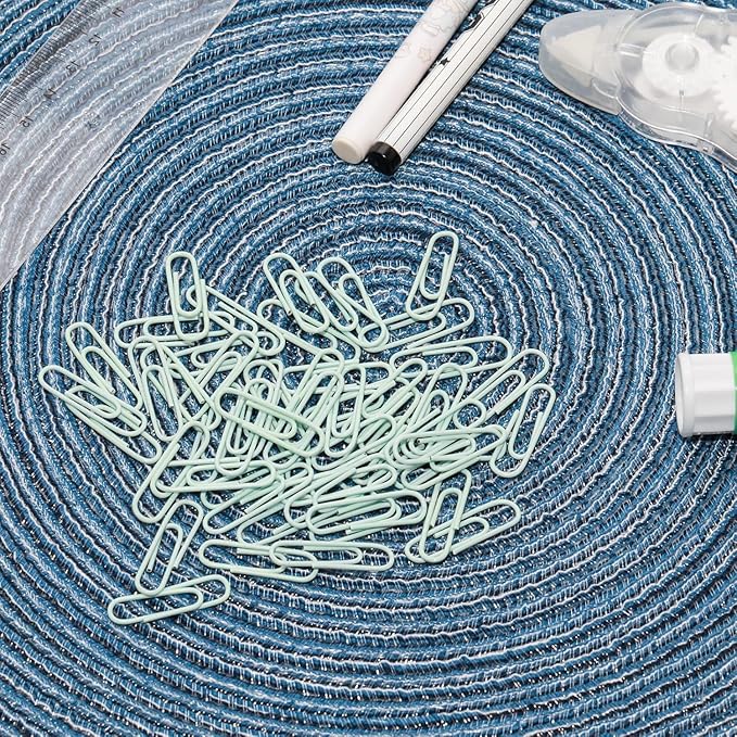 Macaron Colored Paper Clips, 1.1" Medium Paper Clip(28mm, 600pcs Paperclips for Office Supplies and Organization (Cyan)