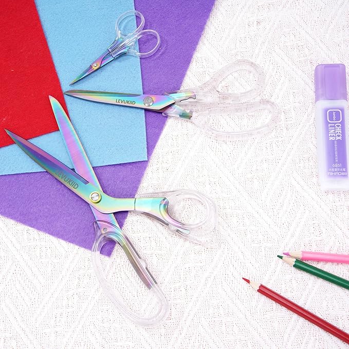 9 Inch All Purpose Scissors for Adults - Ins Style Clear Handle, 2Cr13 Stainless Steel Sharp Blade - Ideal for Fabric Crafts, Tailor's Shears - All-Purpose Fabric Scissors, Crafting & Office