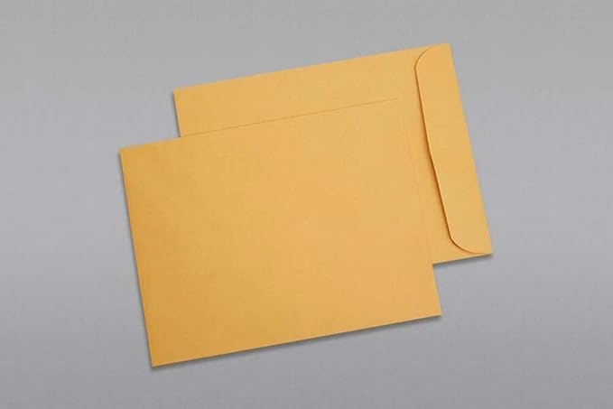 Limited Papers (TM) Booklet Envelopes, (Open Side) Brown Kraft, Gummed Seal, 28 Pound, Heavyweight, For Mailing And More. (500, 11 x 13)