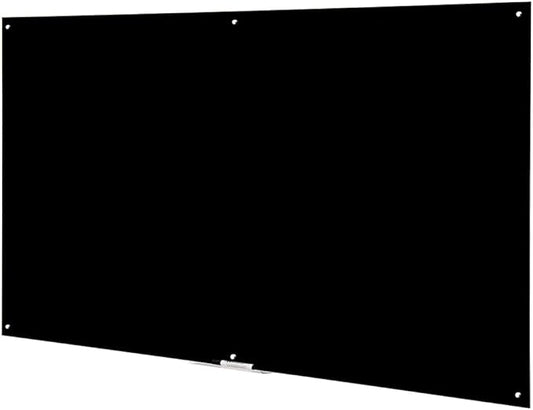 Black Glass Board Frameless Tempered Glass Dry Erase Board with Marker Tray for Interactive Office, Wall Mounted Frosted Glass Board, 60" x 40", Black