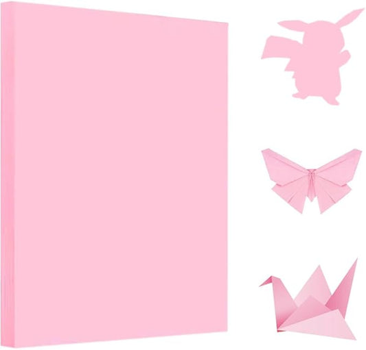 A4 Origami Paper Pink 100 Sheets, 8.27×11.7 inch Double Sided Color Easy Fold Big Origami Paper A4 Colored Copy Papers Thin 70gsm for Beginners, DIY handwork Art and Craft Projects (210 x 297 mm)
