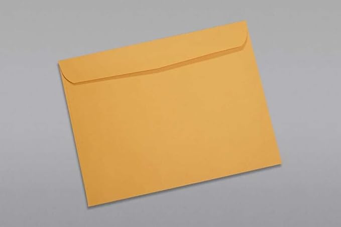 Limited Papers (TM) Booklet Envelopes, (Open Side) Brown Kraft, Gummed Seal, 28 Pound, Heavyweight, For Mailing And More. (500, 9 x 12)