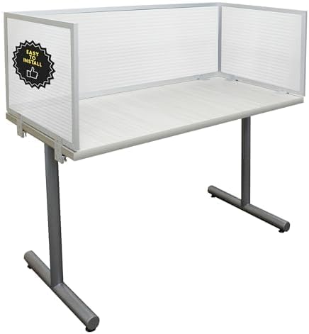 OBEX Polycarbonate Office Desk Mounted Privacy Screen Adjustable Table Top Panel Divider, Universal Aluminum Bracket-USA Made, 24" x 36", Translucent