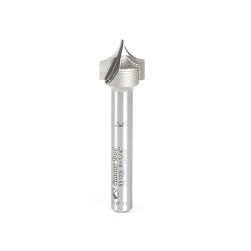 Amana Tool 56123 Carbide Tipped Point Cutting Roundover Router Bit Rounding 1/4 R x 1/2 D x 1/2 x 1/4 Shank x 2 Inch Long