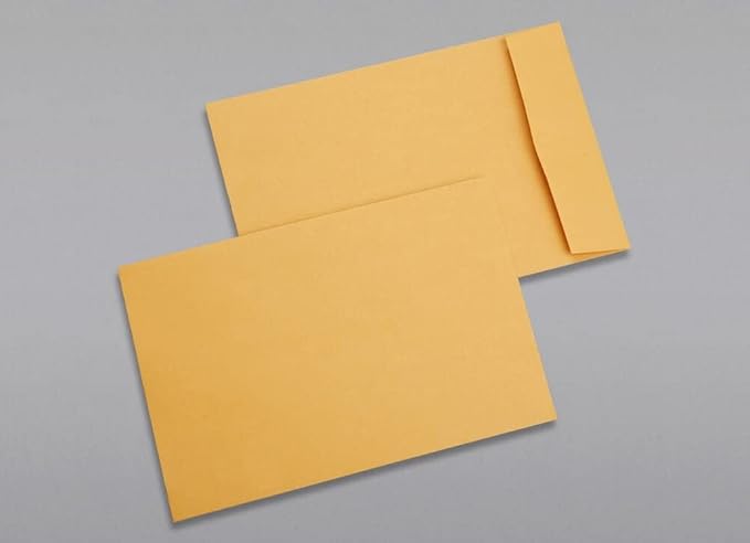 Limited Papers (TM) Booklet Envelopes, (Open Side) Brown Kraft, Gummed Seal, 28 Pound, Heavyweight, For Mailing And More. (100, 6 x 9.5)