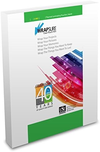 USI WrapSure Thermal (Hot) Laminating Pouches/Sheets, Legal Size, 3 Mil Thick, 9 x 14.5 Inches, Clear Gloss, 100-Pack