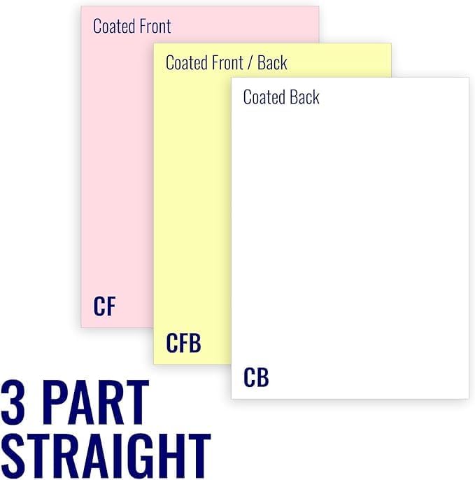 8.5 x 11 Excel One Carbonless Paper, 3 part STRAIGHT/FORWARD (Bright White/Canary/Pink), 1670 Sets, 5010 Sheets, 10 REAMS (Full CASE)