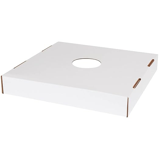 AVIDITI 40 or 50 Gallon Corrugated Cardboard Trash Can and Recycling Bin Lids with Hole (10-Pack) 18"L x 18"W x 3"H, White, Reusable and Disposable Garbage Lid for Parties and Outdoor Events