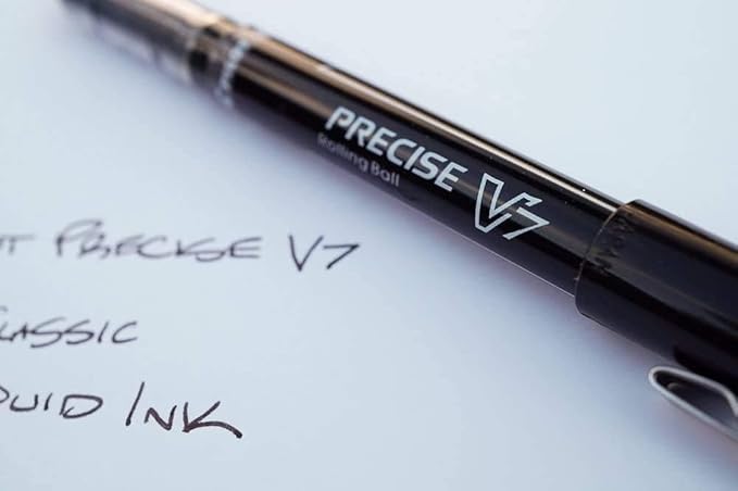 Precise V7 Rolling Ball Stick Pens, Fine Point 0.7mm Assorted Color Red Ink, Black and Blue 7 pack, Fine Point Stick Pen for Precise Writing Bundle with Free Reusable Plastic pouches