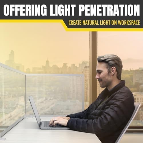 OBEX Polycarbonate Office Desk Mounted Privacy Screen Adjustable Table Top Panel Divider, Universal Aluminum Bracket-USA Made, 24" x 24", Translucent