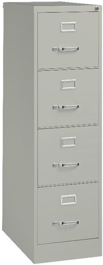 Pemberly Row 4 Drawers 52" Vertical Gray Metal Filing Cabinet Lockable Pre-Assembled Stationary Letter Size for Home, Office