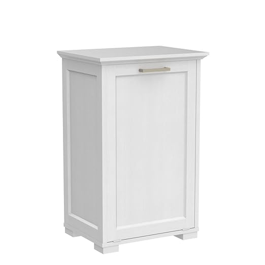 OLD CAPTAIN Tilt-Out Laundry Sorter Cabinet/Wooden Tilt Out Trash Cabinet, with Negative ion and deodorizing Function to Ensure The Cleanliness of The Kitchen Trash can(White)…