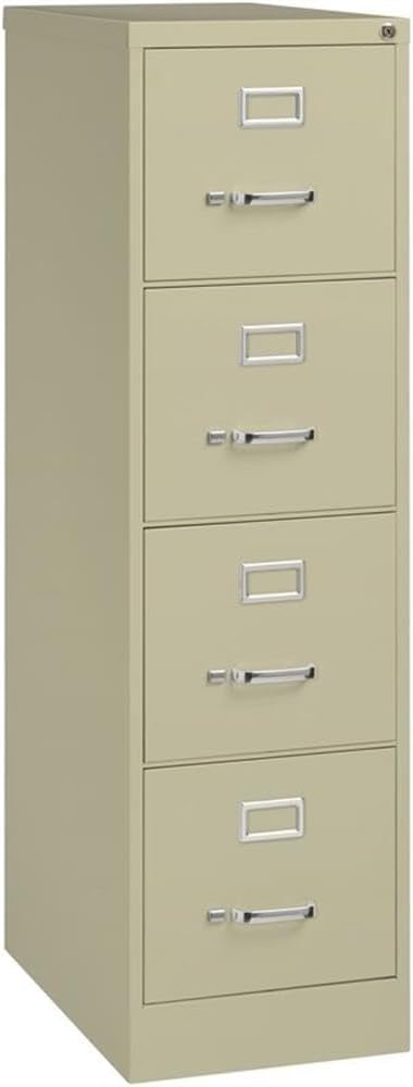 Pemberly Row 4 Drawers 52" Vertical Beige Metal Filing Cabinet Lockable Pre-Assembled Stationary Letter Size for Home, Office