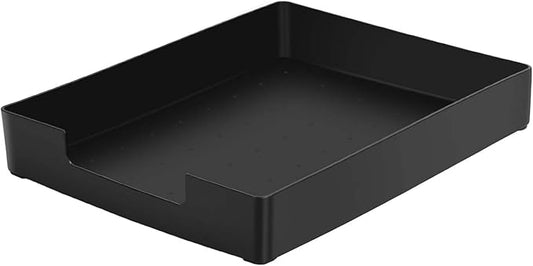 Letter-Size Tray, Desk Drawer Organizer, A4 Plastic Paper Tray, Stackable Plastic Paper Holder File Organizer for Office, School, Home Storage (Black)