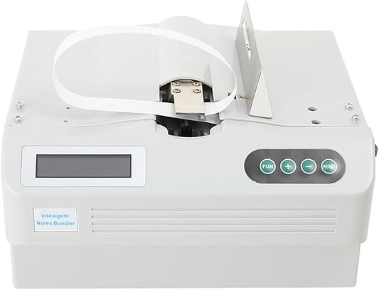 Intelligent Banknote Bundling Machine Currency Strapping Tool Currency Bundle Strapping for Bank Automatic Small Cross Binding Machine Paper Tape Money Strapping Bundling Money Packer 110V