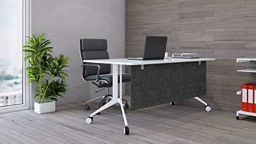 OBEX Modesty Desk PET Privacy Screen Acoustic Sound Absorbing Panel Ideal for Reception, Student Table or Office Cubicles Workstations, 18" x 48", Shadow