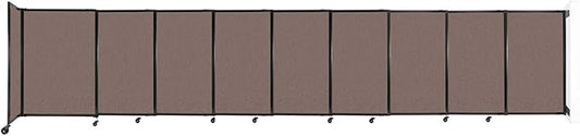 Wall-Mounted Sliding StraightWall Room Divider | Adjustable Widths | Locking Wheels | Room Separator | Up to 19'9" Wide x 4' Tall Latte Fabric Panels