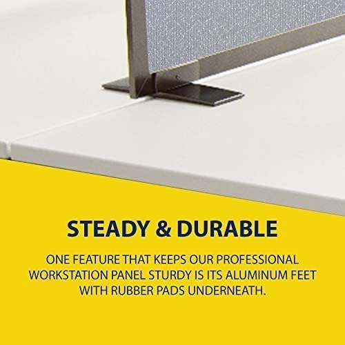 OBEX Acoustical Free Standing Privacy Screen, Cubicle Accessories Desk Privacy Panel, Desk Dividers for Office, Office Furniture Partitions Portable Sound Proof Dividers, 12" x 60", Overcast