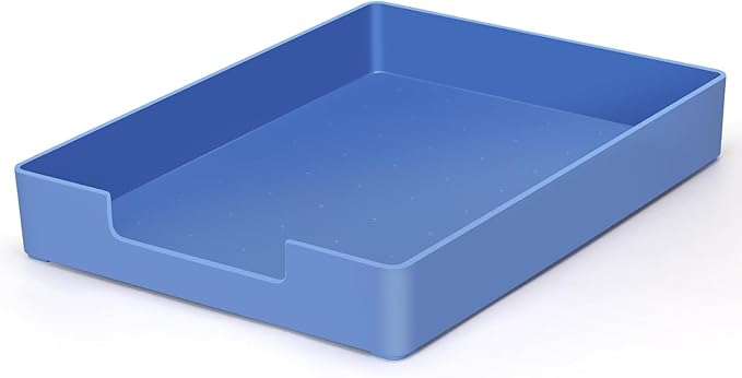 Letter-Size Tray, Desk Drawer Organizer, A4 Plastic Paper Tray, Stackable Plastic Paper Holder File Organizer for Office, School, Home Storage (Blue)