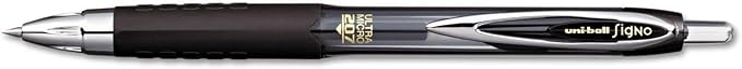 Signo 207 Roller Ball Retractable Gel Pens, Ultra Micro Point (0.38mm), Blue Ink, 3 Count, Bundle with Plastic Reusable Pouch