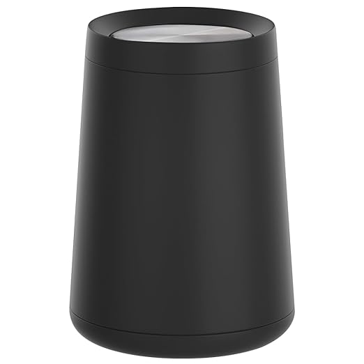 10 L/2.6 Gallon,Matte Black Bathroom Trash Can,Metal Garbage Can with Flipping Lid,for Bathroom, Living Room,Bedroom,Hotel,Office, Laundry Room (Black)