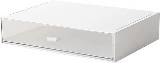 Desk Organizer with Drawers Stackable Storage Drawers, Plastic Compact Desk Storage Box Great for Office School Home Small Space- 1drawers (White)