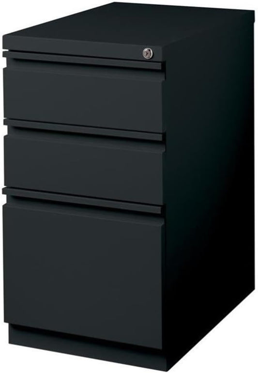 Pemberly Row 3 Drawers 27.75" Vertical Black Metal Filing Cabinet Lockable Pre-Assembled Stationary Letter Size for Home, Office