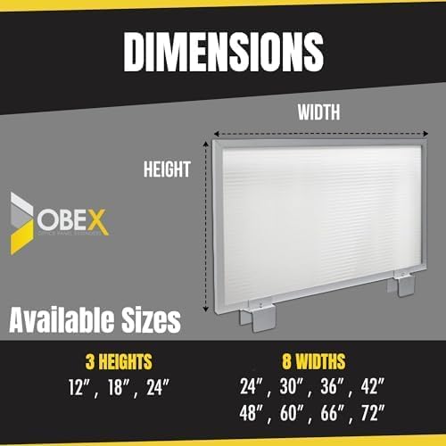 OBEX Screen Extender Polycarbonate Desk Privacy Panel & Divider for Office Cubicle, 12" x 60", Translucent