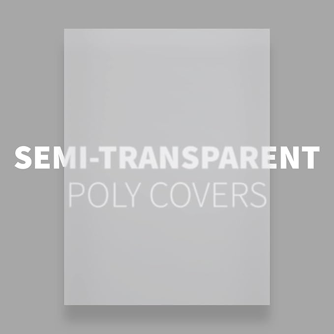 Binditek 50 Pack 15 Mil Frosted Polycovers, Semi-Transparent, 8-1/2 x 11 Inches, Lightly Textured Sand Finish, Square Corners, Unpunched Binding Covers, Office Supplies