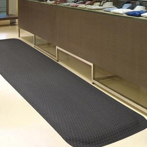 American Floor Mats Hog Heaven Premium 7/8" Black & Yellow Border 3' x 12' Nitrile Backed Anti-Fatigue Comfort Mat