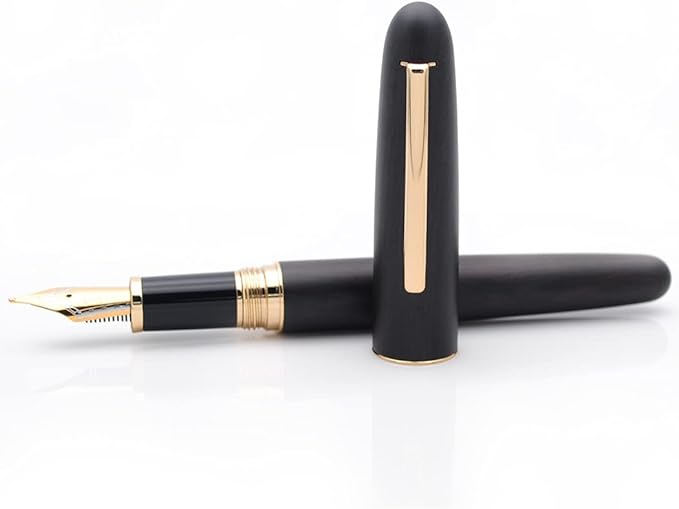 JINHAO 9036 Natural Wood Fountain Pen Handmade Ink Pen (Medium Nib 0.7mm, Ebony Wood)