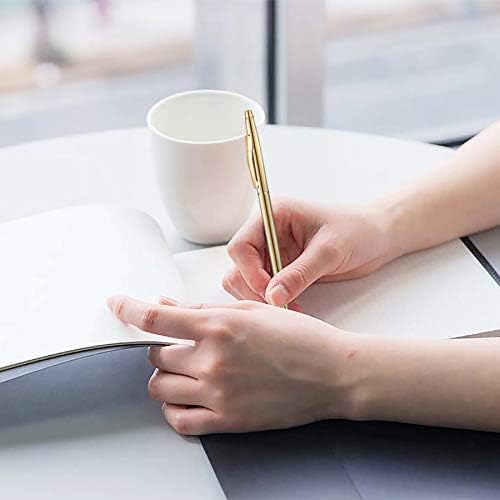 Unibene 12 Pack Slim Gold Ballpoint Pens Black Ink 1 mm - Black ink, Nice Gift for Business Office Students Teachers Wedding Guest
