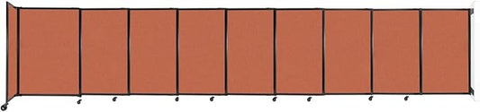 Wall-Mounted Sliding StraightWall Room Divider | Adjustable Widths | Locking Wheels | Room Separator | Up to 19'9" Wide x 4' Tall Papaya Fabric Panels