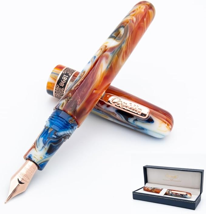 Conklin 1898 Fountain Pen, Misto Orange - Fine Nib | Unique Resin Blend Pen with Luxury Design | JoWo Stainless Steel Nib Made in Germany | Ideal Gift for Professionals