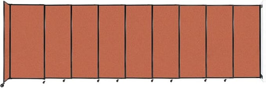 Wall-Mounted Sliding StraightWall Room Divider | Adjustable Widths | Locking Wheels | Room Separator | Up to 19'9" Wide x 6' Tall Papaya Fabric Panels