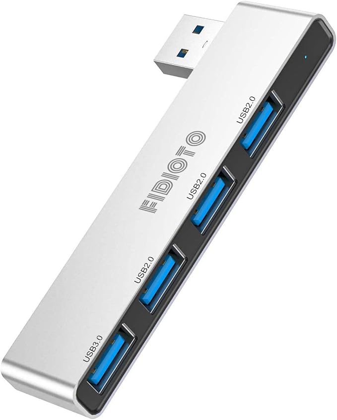 Multi Port USB Hub, Fidioto 4 Port USB Adapter(1 * 3.0 Hub, 3 * 2.0 Hub), USB Hub for Laptop, iMac Pro, MacBook Air, Mac Mini/Pro, Notebook PC, USB Flash Drives and Mobile HDD Etc.