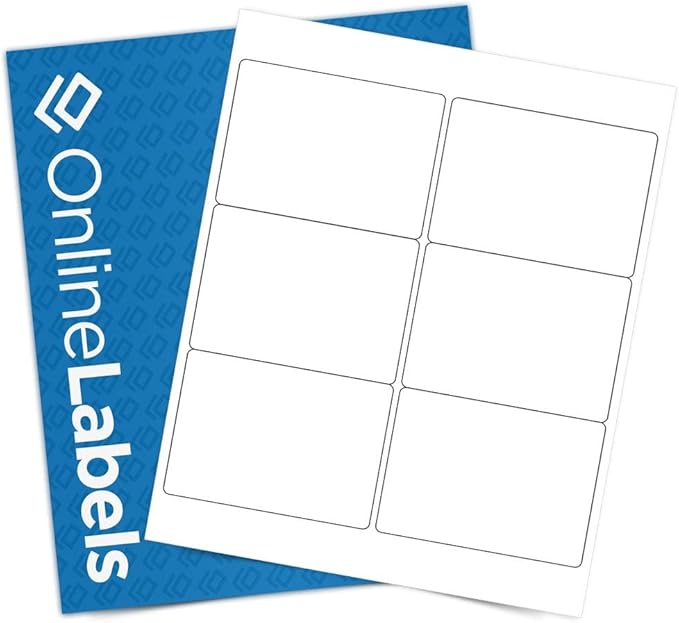 4 x 3 Rectangle Mailing Labels - Permanent, White Matte - Shipping, Wine, Product - Pack of 12,000-2,000 Sheets - Inkjet/Laser Printers - Online Labels