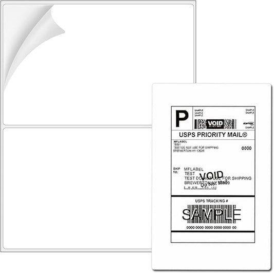 Coopaty Half Sheet Shipping Labels 8.5" x 5.5" Sticker Labels for Laser & Ink Jet Printers, 2 Per Page Self Adhesive Mailing Labels for Packages (4000 Labels)