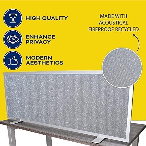 OBEX Acoustical Free Standing Privacy Screen, Cubicle Accessories Desk Privacy Panel, Desk Dividers for Office, Office Furniture Partitions Portable Sound Proof Dividers, 12" x 48", Overcast