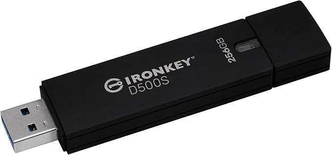Kingston Ironkey D500S 256GB Encrypted Flash Drive | Dual Hidden Partition | FIPS 140-3 Level 3 | XTS-AES 256-bit | BadUSB and Brute Force Protection | Multi-Pin Option | IKD500S/256GB