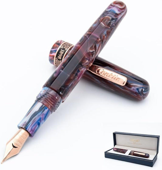 Conklin 1898 Fountain Pen, Misto Purple - Broad Nib | Unique Resin Blend Design | JoWo Stainless Steel Nib Made in Germany | Ideal Gift for Pen Lovers
